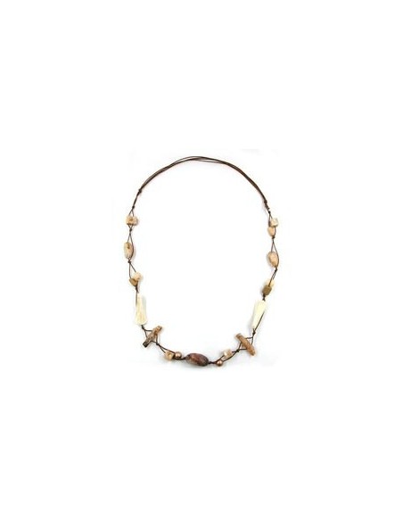 necklace beads beige-brown 105cm