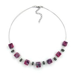 necklace cube beads pink-grey 45cm