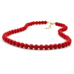 necklace beads 8mm red & glossy