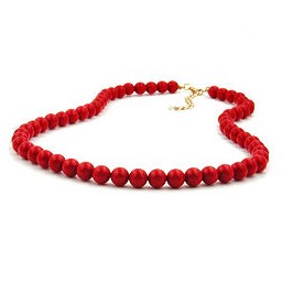 necklace beads 8mm red & glossy