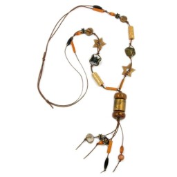 necklace beads brown-ochre 100cm