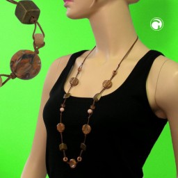 necklace disc brown 90cm