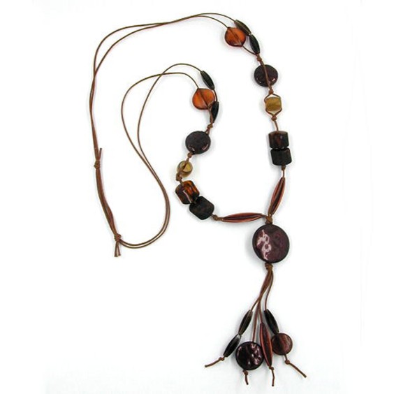 necklace disk coffee-brown 90cm