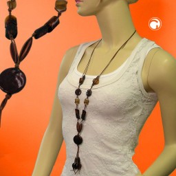 necklace disk coffee-brown 90cm