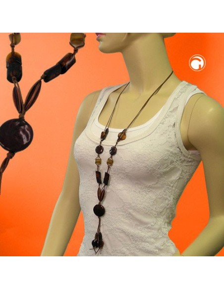 necklace disk coffee-brown 90cm