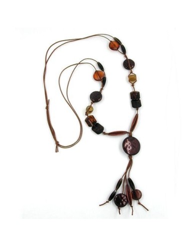 necklace disk coffee-brown 90cm