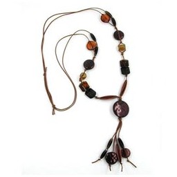 necklace disk coffee-brown 90cm