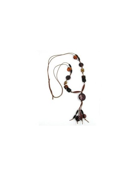 necklace disk coffee-brown 90cm