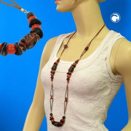 necklace stone bead red-brown 100cm