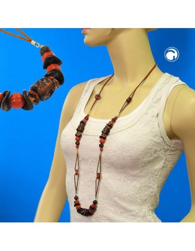 necklace stone bead red-brown 100cm