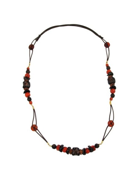 necklace stone bead red-brown 100cm