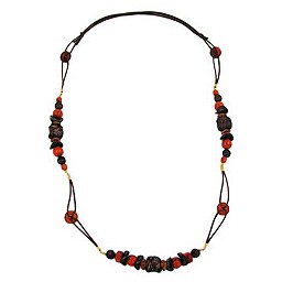 necklace stone bead red-brown 100cm