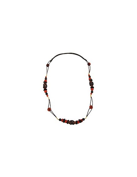 necklace stone bead red-brown 100cm