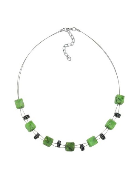 necklace cube beads light green marbled 45cm