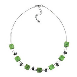 necklace cube beads light green marbled 45cm