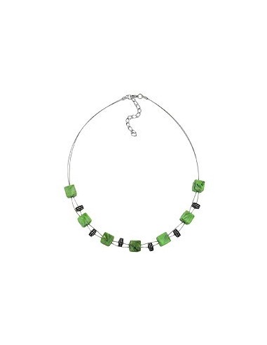 necklace cube beads light green marbled 45cm