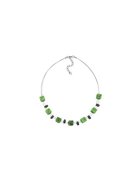 necklace cube beads light green marbled 45cm
