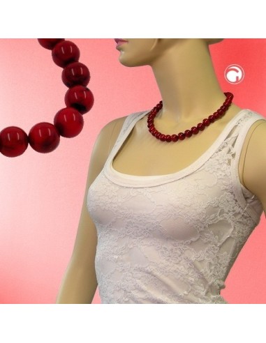 necklace dark red marbled beads 12mm 80cm
