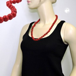 necklace dark red marbled beads 12mm 70cm