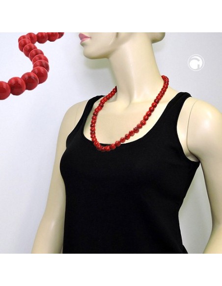 necklace dark red marbled beads 12mm 70cm