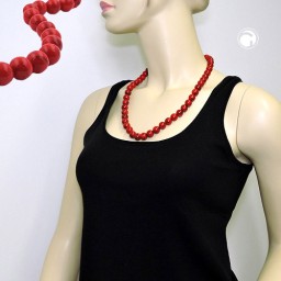 necklace dark red marbled beads 12mm,60cm