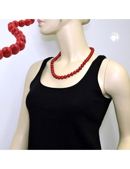 necklace dark red marbled beads 12mm 55cm
