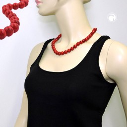 necklace dark red marbled beads 12mm 50cm