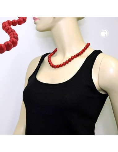 necklace dark red marbled beads 12mm 50cm