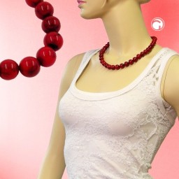 necklace dark red marbled beads 12mm 45cm