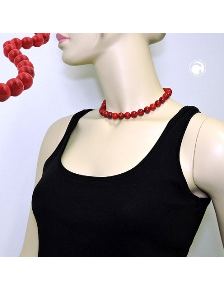 necklace dark red marbled beads 12mm 40cm