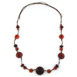 necklace disk red-brown 100cm