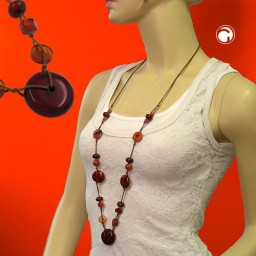 necklace disk red-brown 100cm