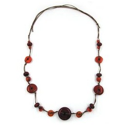 necklace disk red-brown 100cm