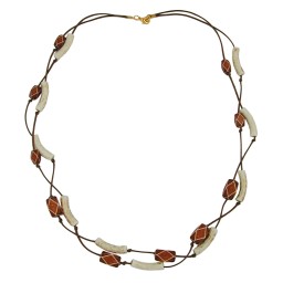 necklace tubes-beads brown