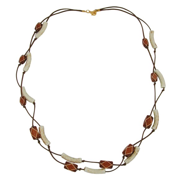 necklace tubes-beads brown