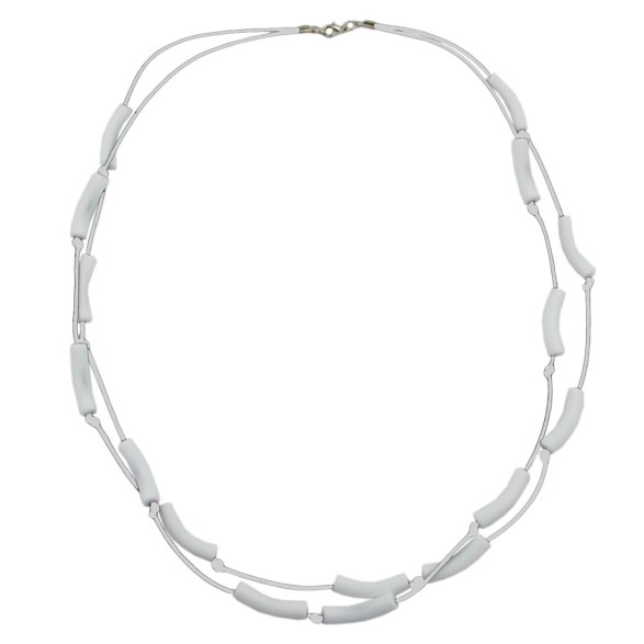 necklace tubes white white cord 70cm