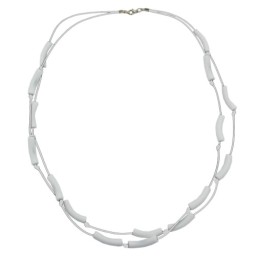 necklace tubes white white cord 70cm