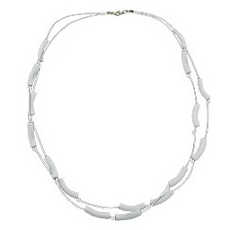 necklace tubes white white cord 70cm