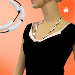 necklace tubes white black cord