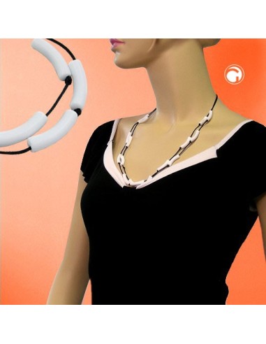 necklace tubes white black cord