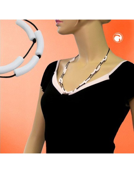 necklace tubes white black cord