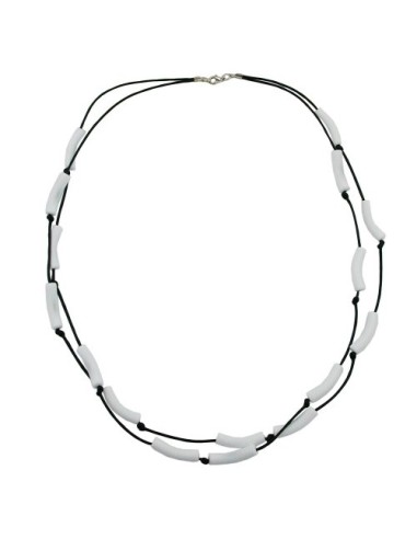 necklace tubes white black cord