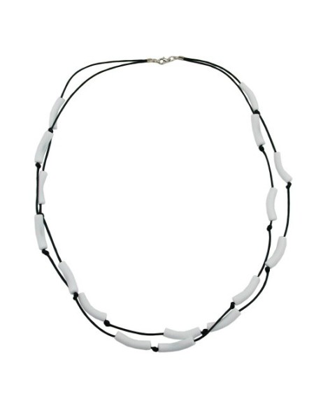 necklace tubes white black cord