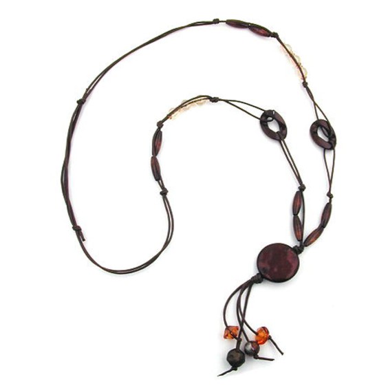 necklace coffee-brown silky beads