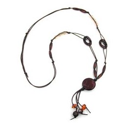 necklace coffee-brown silky beads