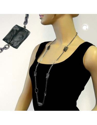 necklace pillow gray-silver-crystal 100cm