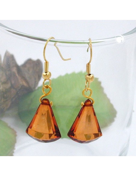hook earrings grinded flat cone brown