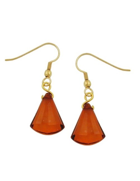 hook earrings grinded flat cone brown