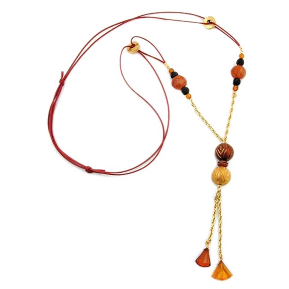 necklace brown/rust/gold-coloured beads fantasy design