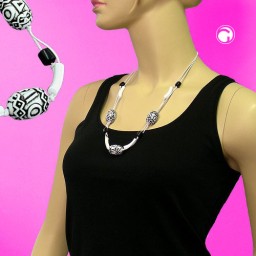 necklace olive black-white